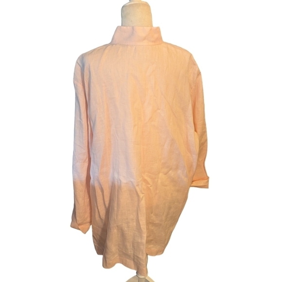 Blush pink 100% linen oversized button up big shirt tunic by Go Silk Woman sz 3X - Picture 2 of 9